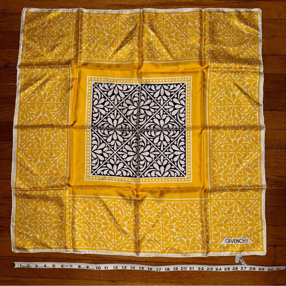 Givenchy Yellow Patterned Silk Scarf - image 4